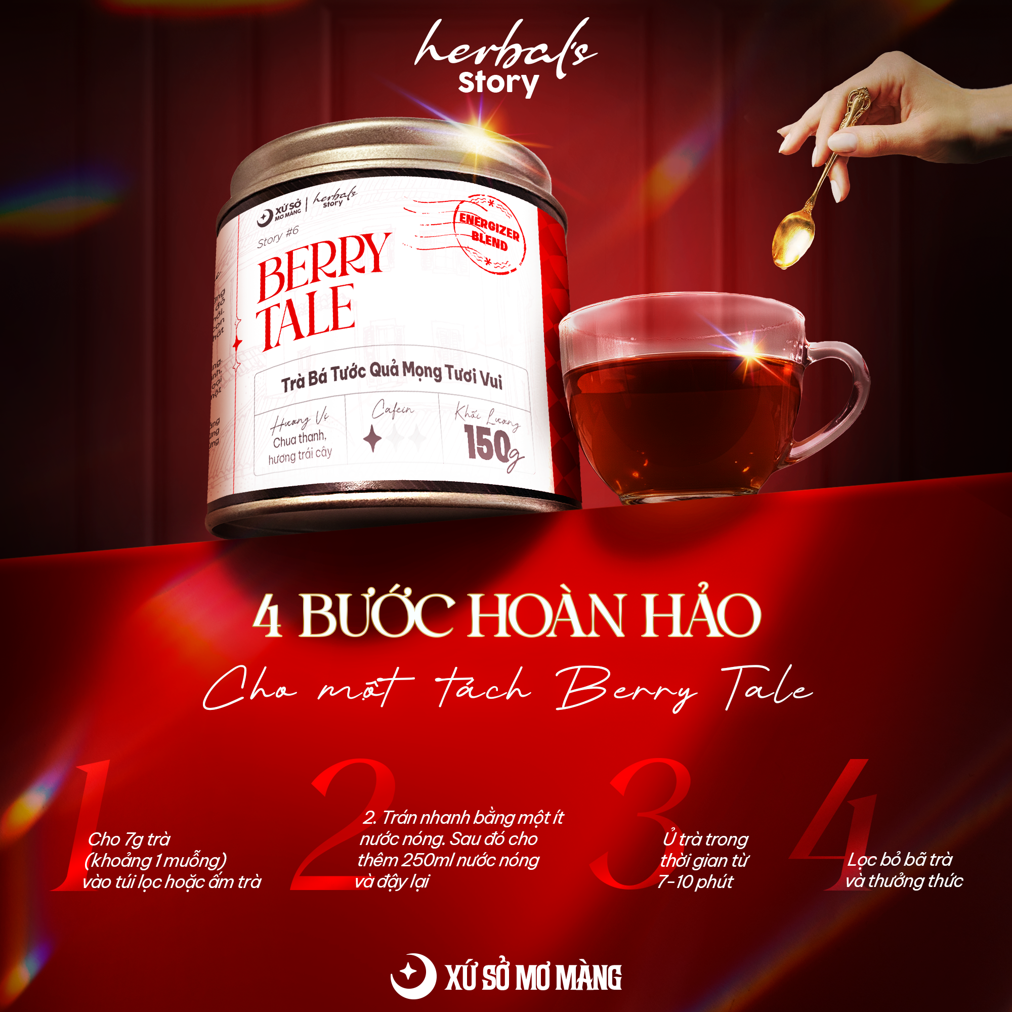 STORY 06 - HỒNG TRÀ BÁ TƯỚC QUẢ MỌNG TƯƠI VUI - BERRY TALE - 150G