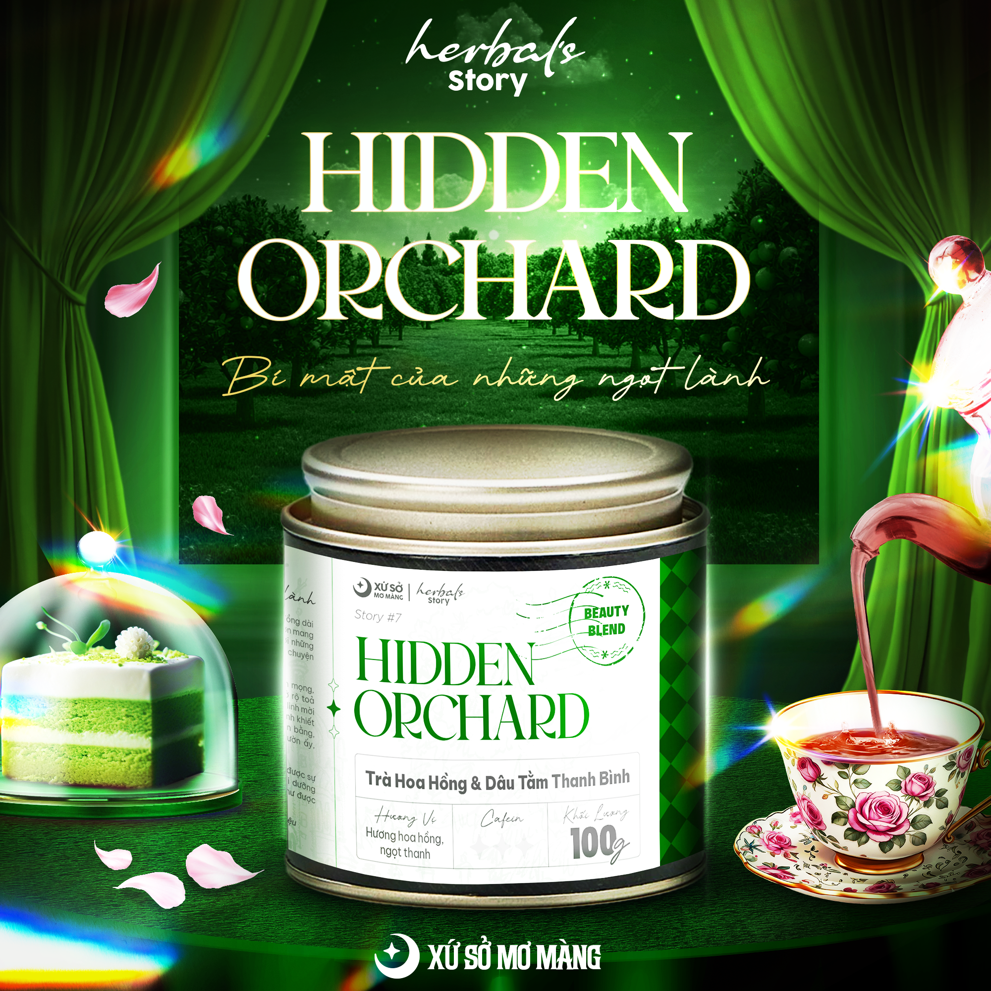 STORY 07: TRÀ HOA HỒNG & DÂU TẰM THANH BÌNH - HIDDEN ORCHARD - 100G