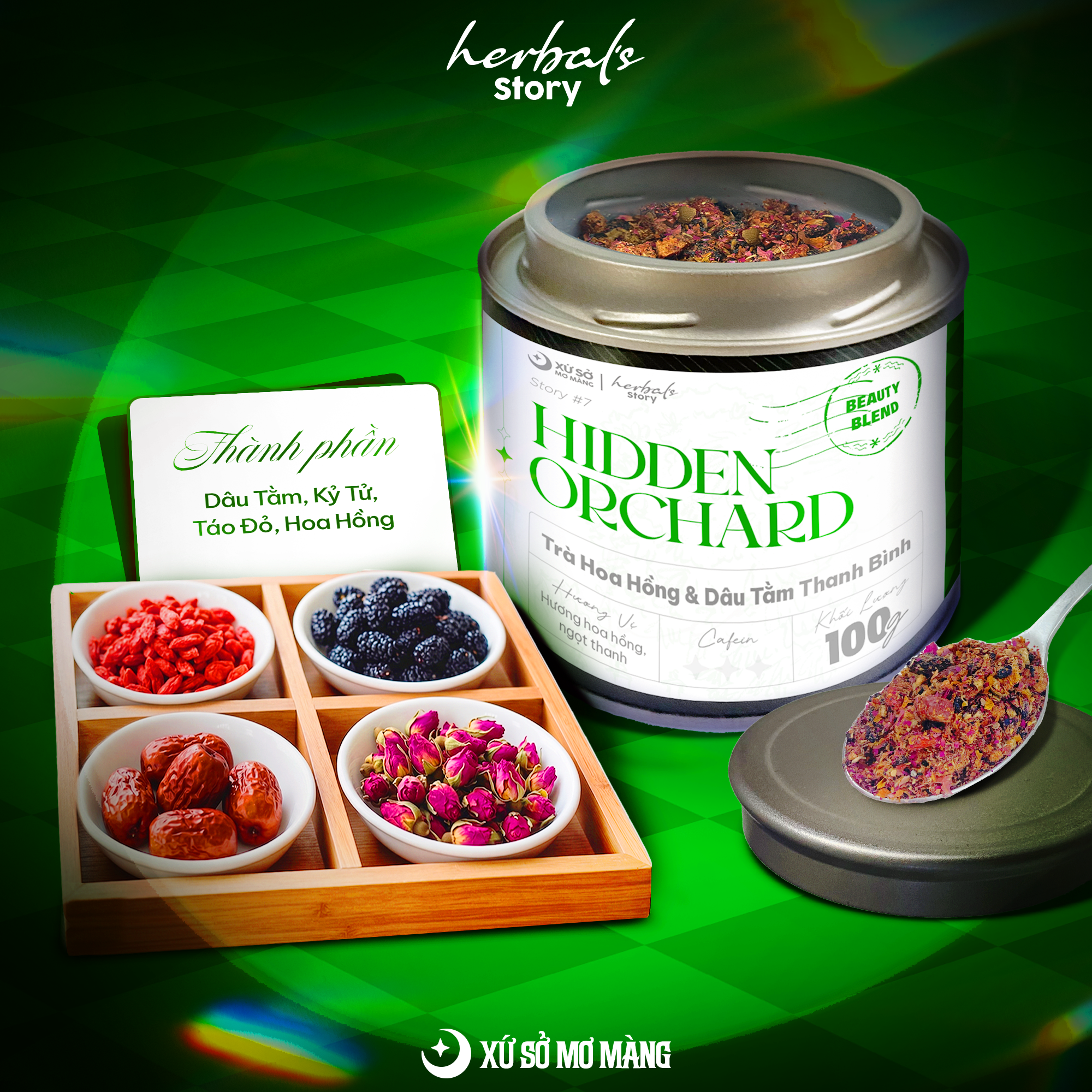 STORY 07: TRÀ HOA HỒNG & DÂU TẰM THANH BÌNH - HIDDEN ORCHARD - 100G