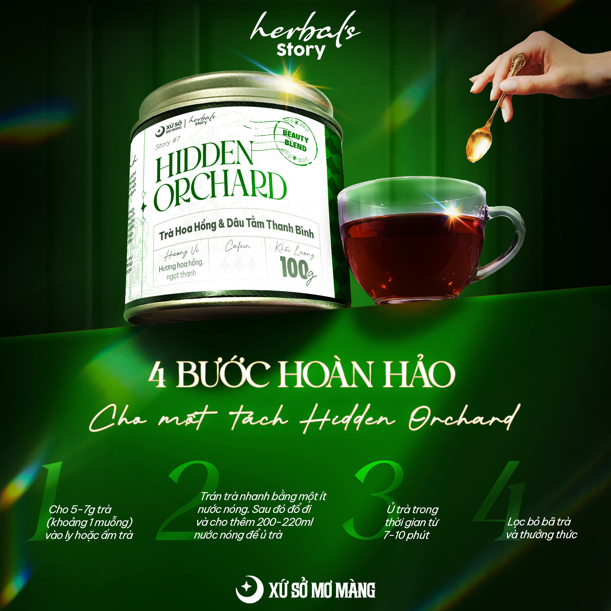 STORY 07: TRÀ HOA HỒNG & DÂU TẰM THANH BÌNH - HIDDEN ORCHARD - 100G