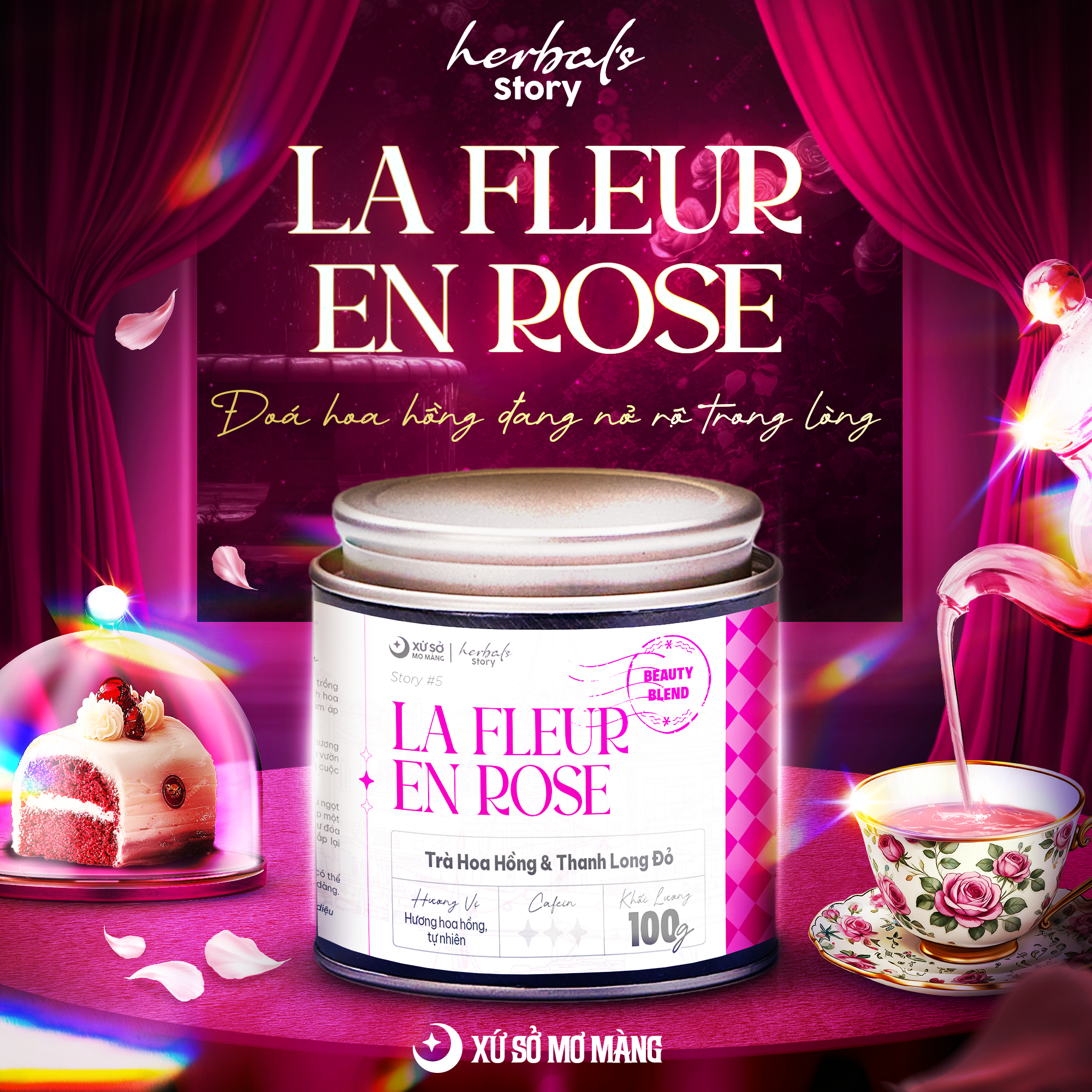 STORY 05: TRÀ HOA HỒNG & THANH LONG ĐỎ - LA FLEUR EN ROSE - 150G
