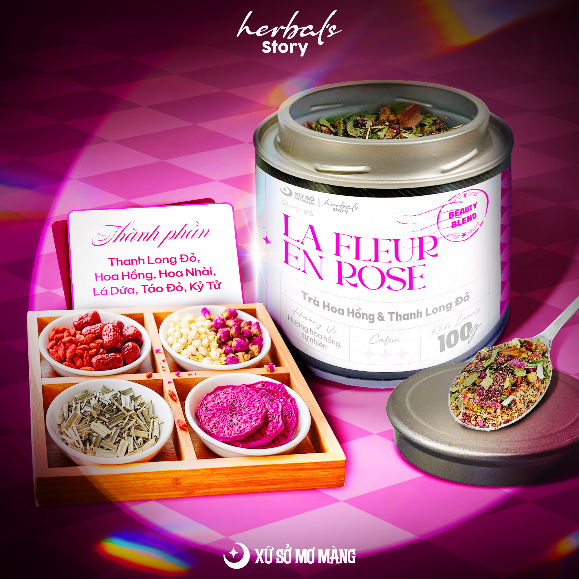 STORY 05: TRÀ HOA HỒNG & THANH LONG ĐỎ - LA FLEUR EN ROSE - 150G