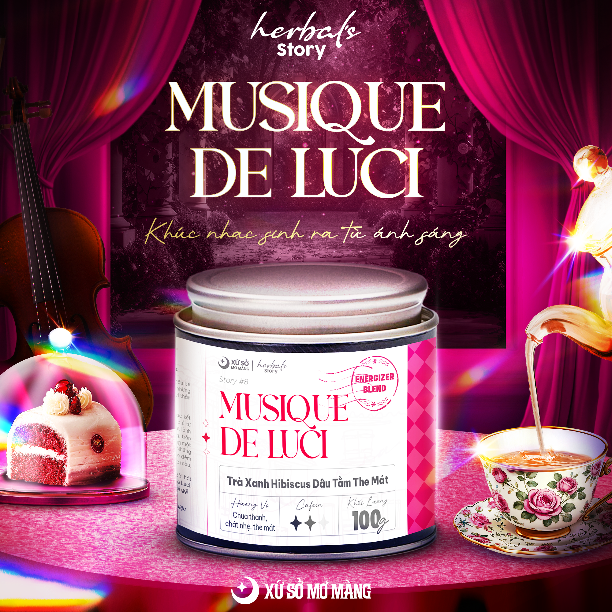 STORY 08: TRÀ XANH HIBISCUS & DÂU TÂY THE MÁT  - MUSIQUE DE LUCI -150G