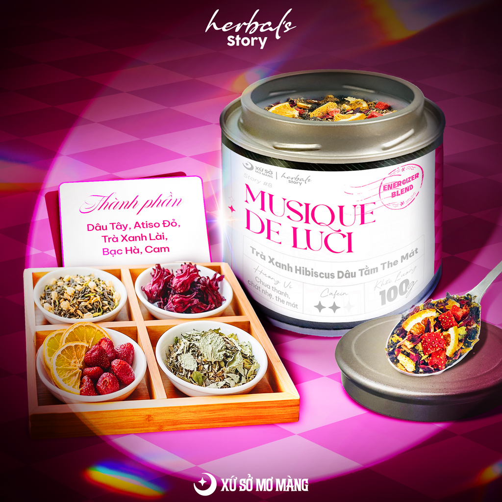 STORY 08: TRÀ XANH HIBISCUS & DÂU TÂY THE MÁT  - MUSIQUE DE LUCI -150G