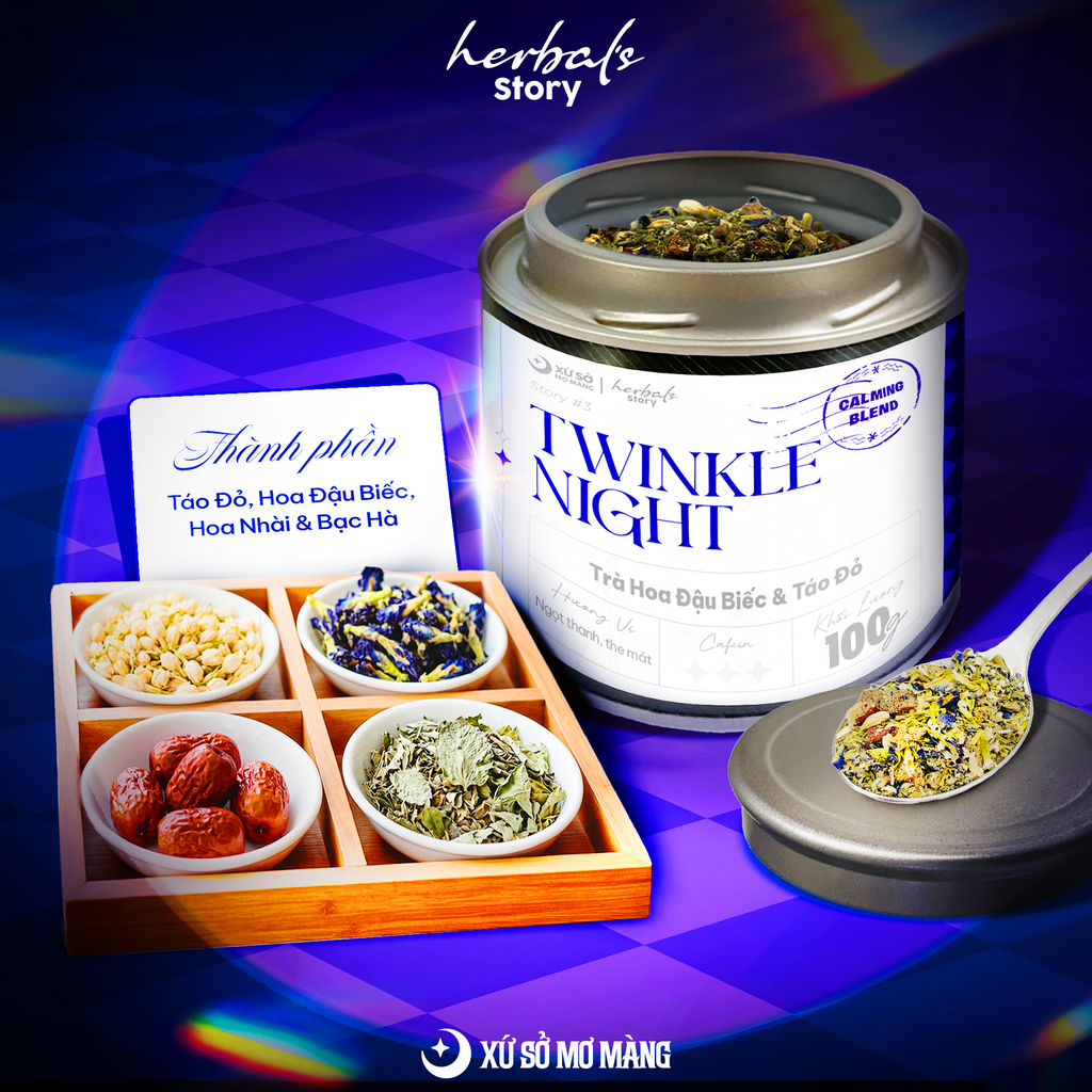STORY 03: TRÀ HOA ĐẬU BIẾC & TÁO ĐỎ - TWINKLE NIGHT - 100G