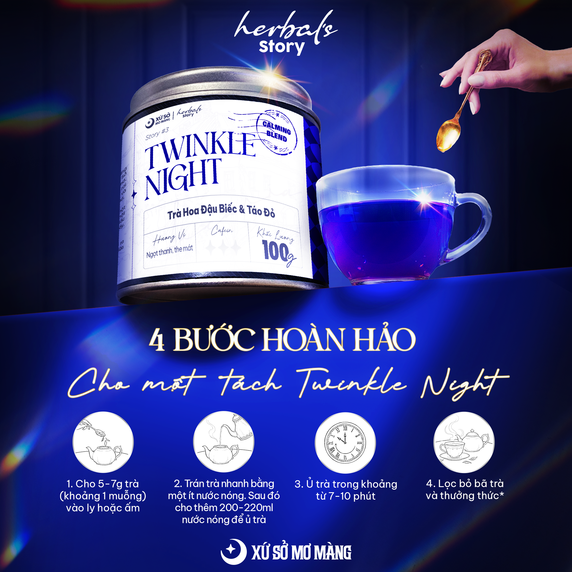 STORY 03: TRÀ HOA ĐẬU BIẾC & TÁO ĐỎ - TWINKLE NIGHT - 100G